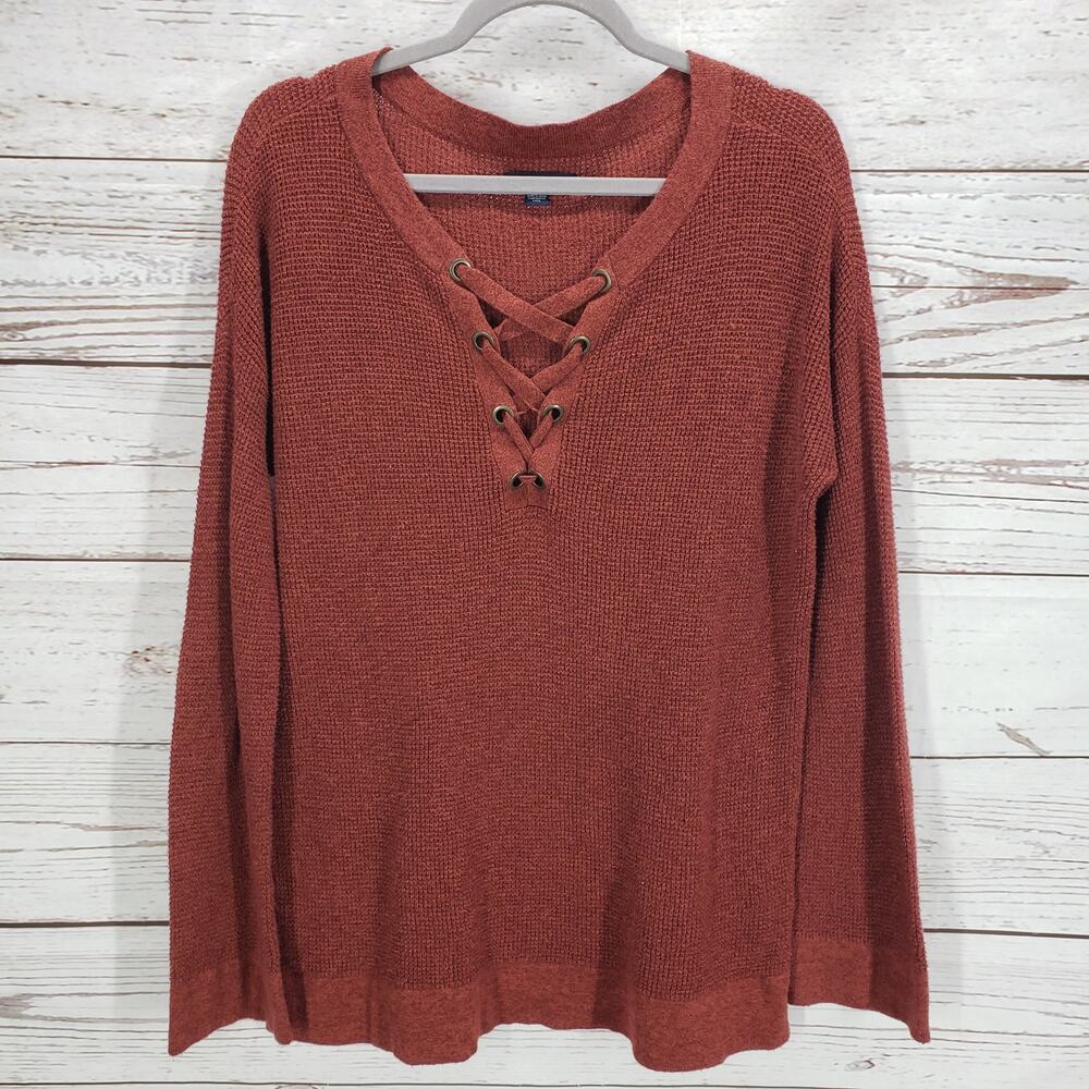 American Eagle Women's Amber Knit Jegging Fit Lace Up Sweater Size Medium
